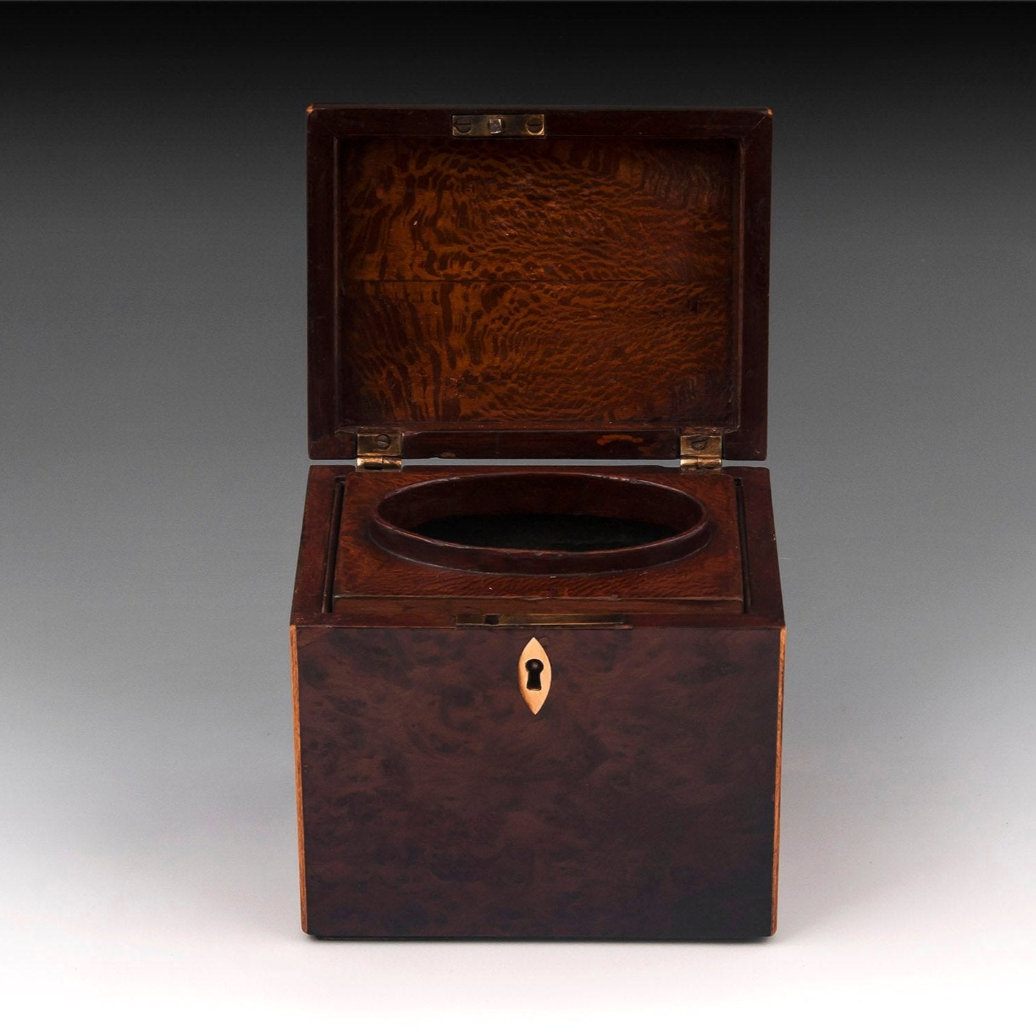 georgian burr yew tea caddy