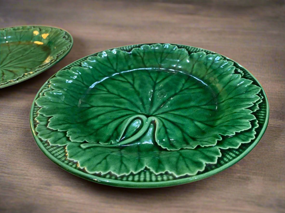 majolica green cabbage plates