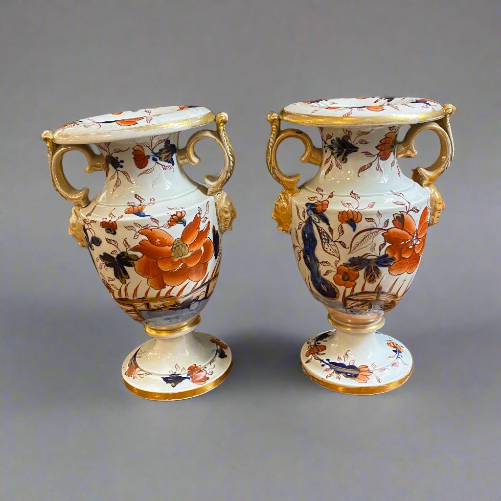 masons ironstone vases pair