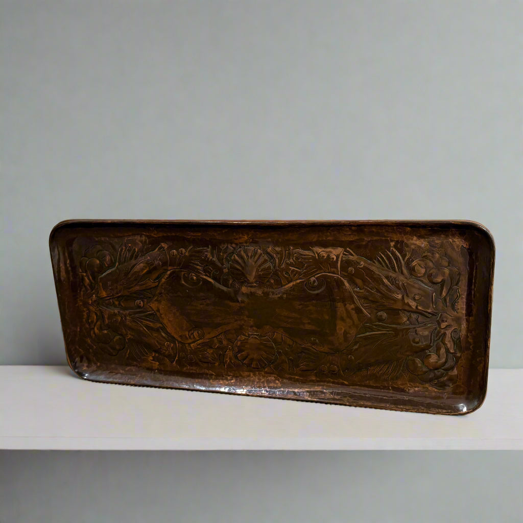 Late 19th century Arts & Crafts copper tray made by the Newlyn school