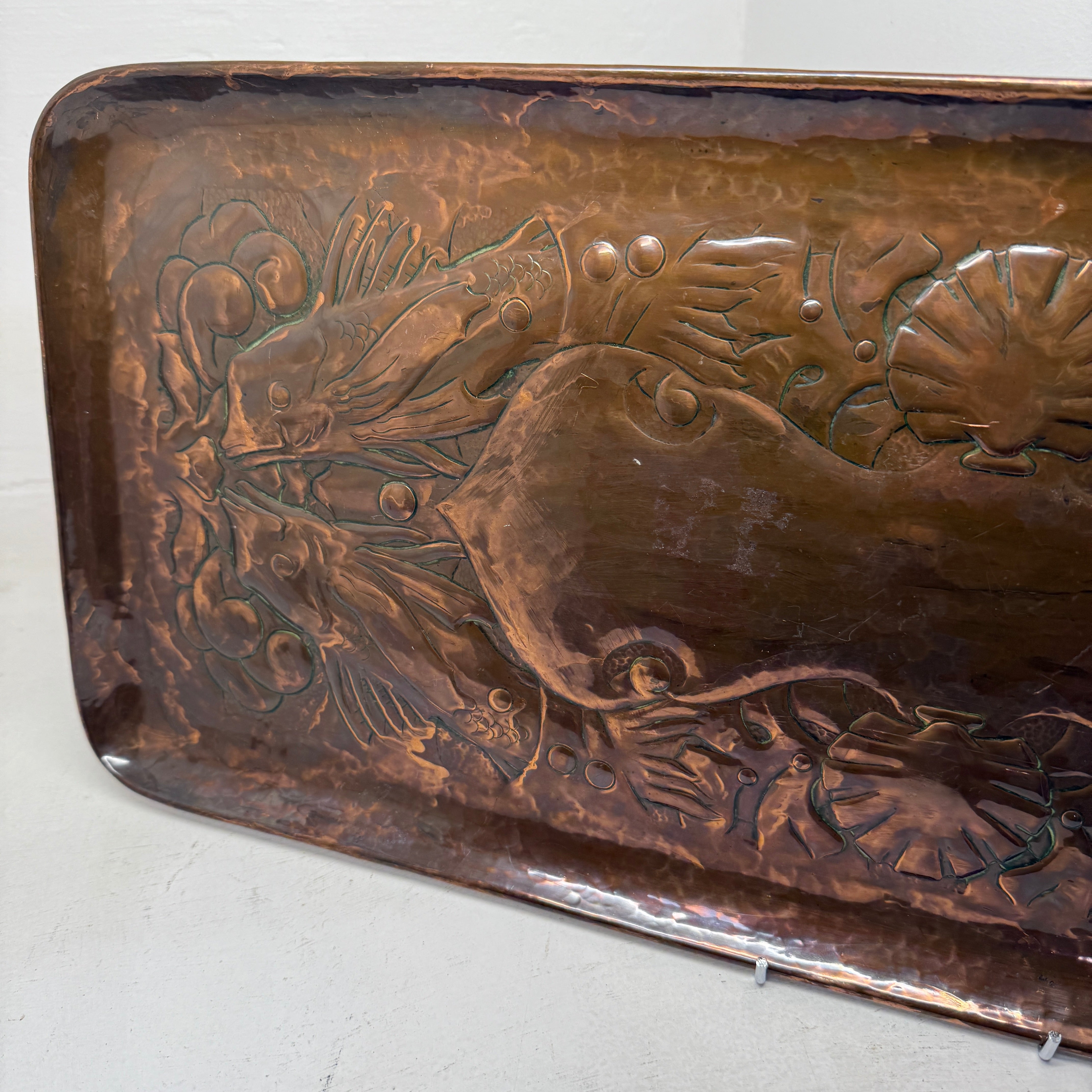 Late 19th century Arts & Crafts copper tray made by the Newlyn school