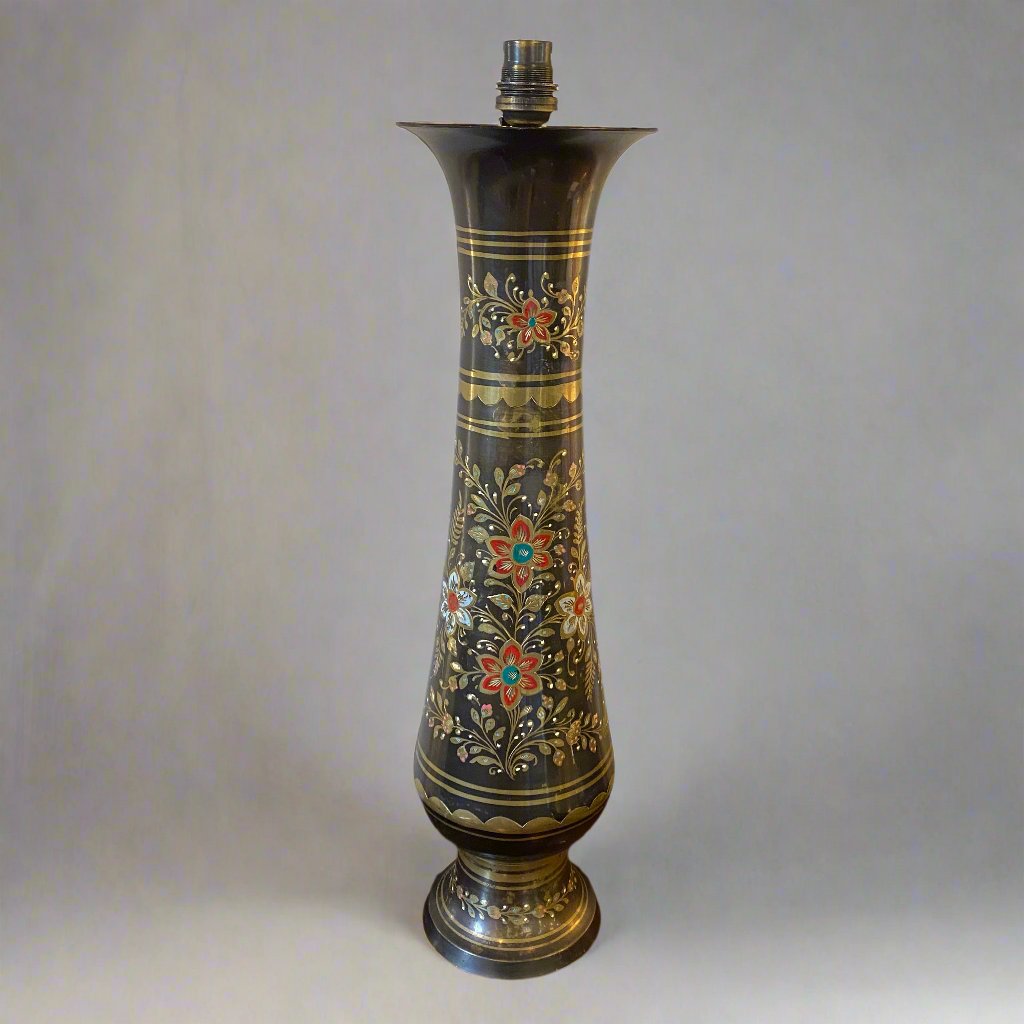 painted brass table lamp