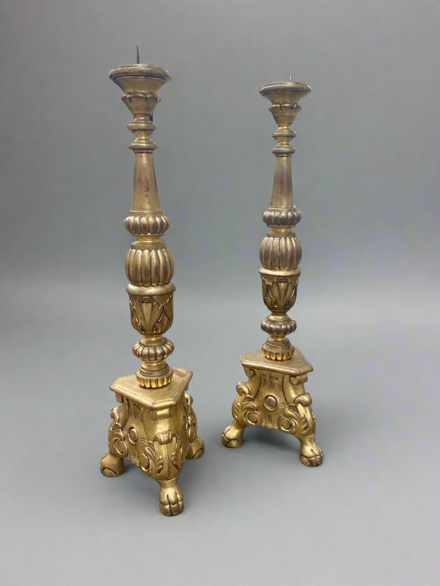 pair giltwood candlesticks