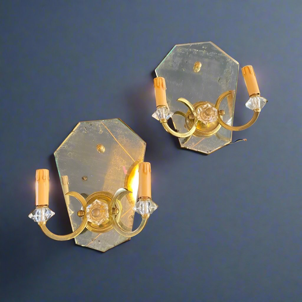 pair of art deco wall lights