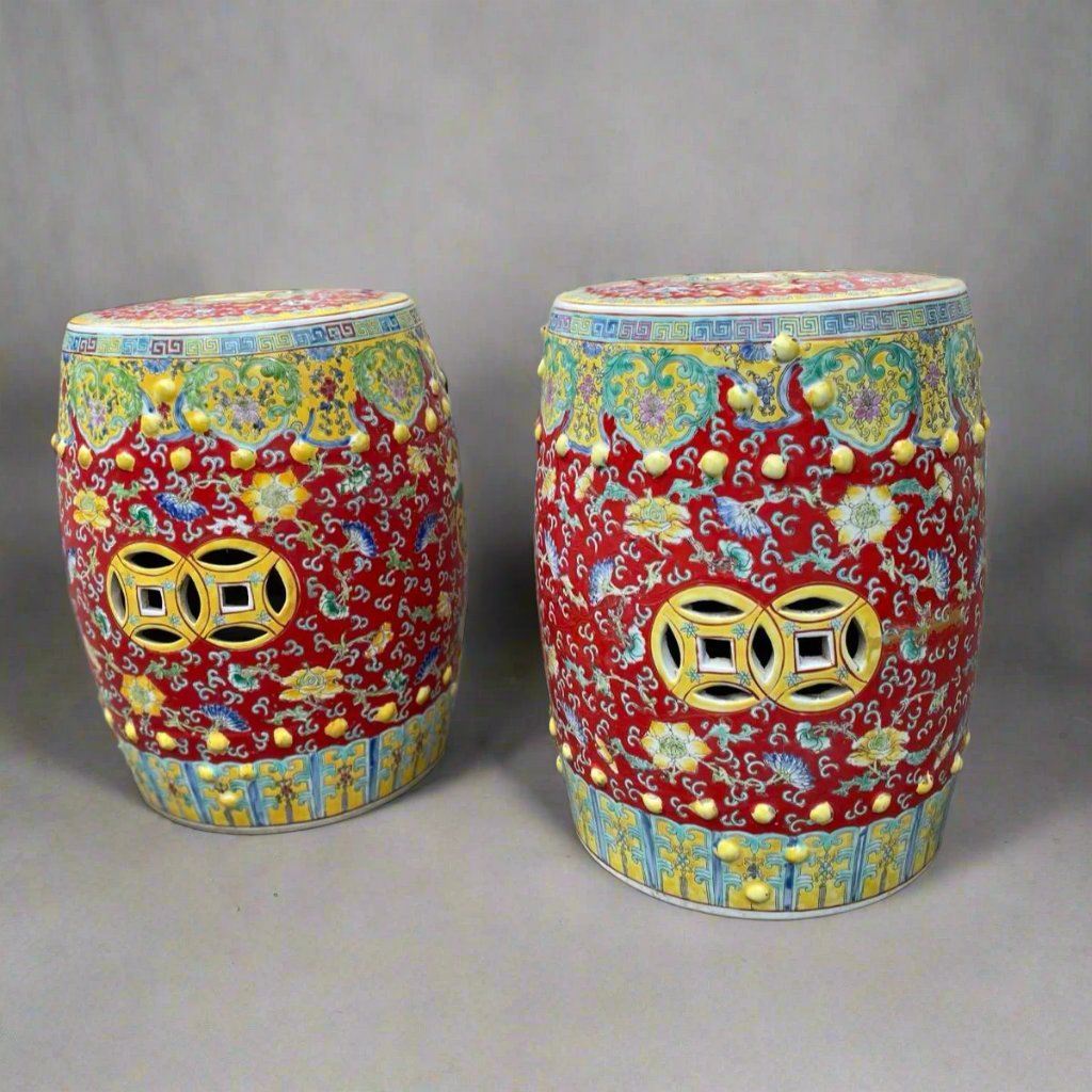 pair of chinese ceramic stools