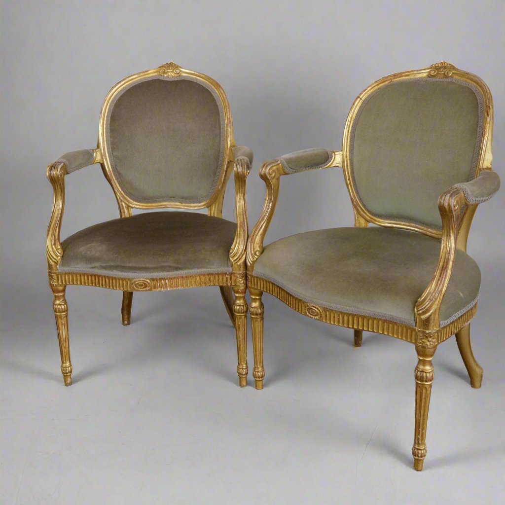 pair of gilded salon chairs